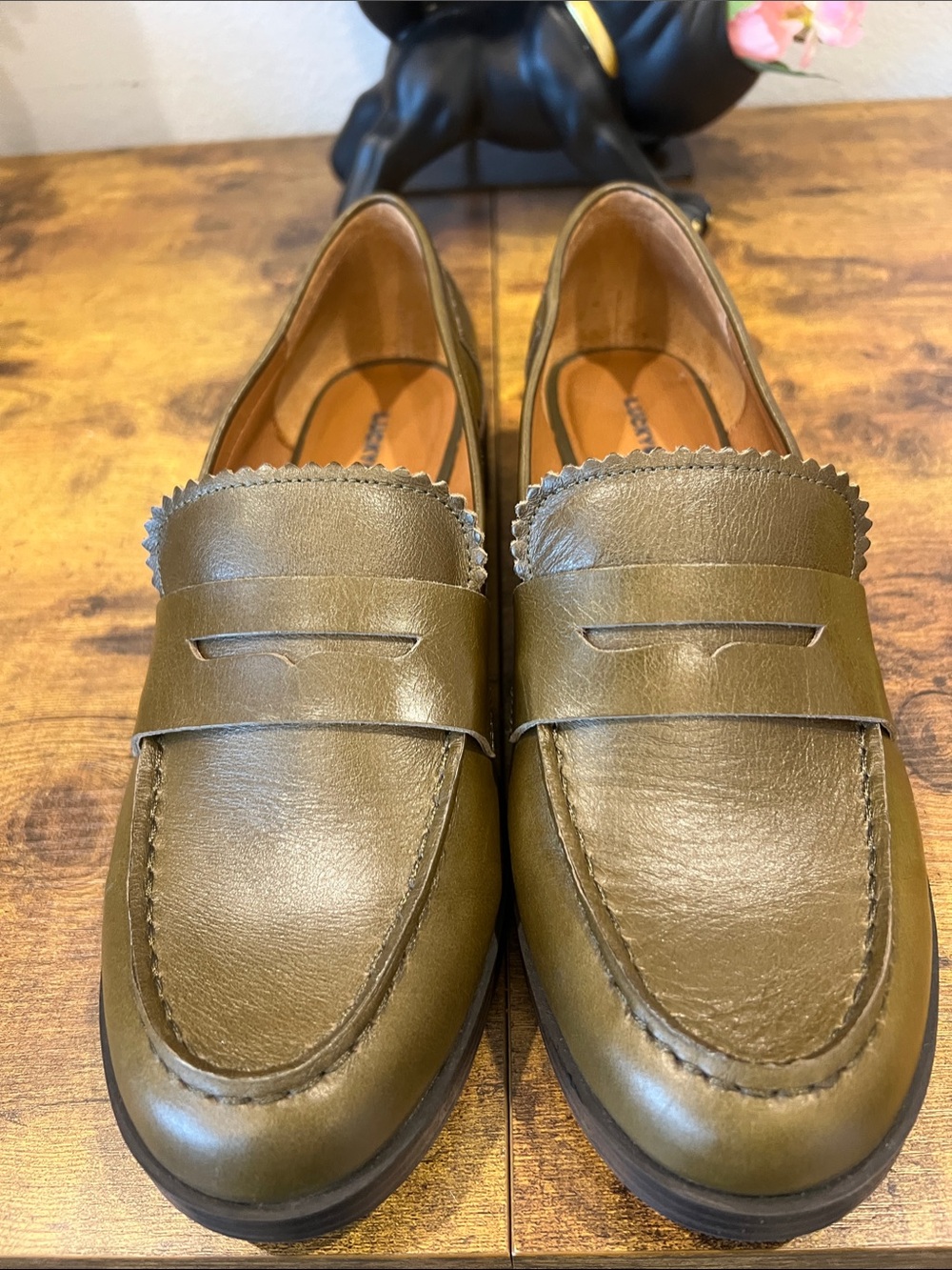 Lucky Brand Floriss Olive Green Penny Loafers - Picture 3 of 8